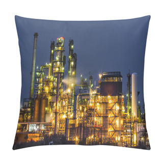 Personality  An Illuminated Oil And Gas Refinery Plant Pillow Covers