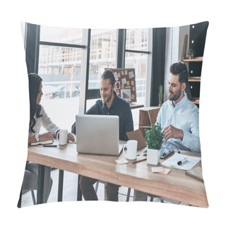 Personality  Young Business Professionals. Group Of Young Modern People In Smart Casual Wear Discussing Business While Sitting In The Creative Office  Pillow Covers