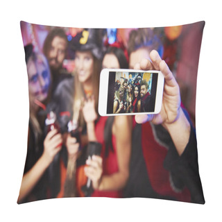 Personality  Man Taking Selfie Of Friends At Party   Pillow Covers