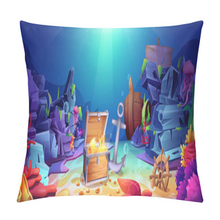 Personality  Cartoon Underwater World With Open Pirate Treasure Chest Pillow Covers