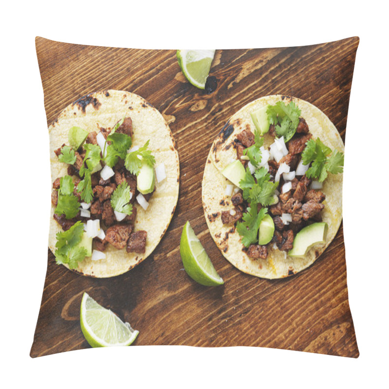 Personality  Overhead View Of Two Authentic Street Tacos Pillow Covers