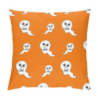 Personality  Seamless Pattern With Cartoon Cute Ghost. Vector Illustration. Pillow Covers
