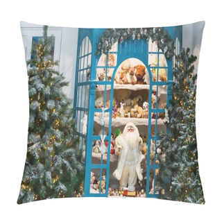 Personality  Christmas Is Coming. Decorated Fir Trees And Presents Background Pillow Covers