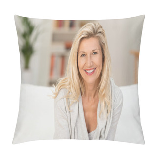 Personality  Middle-aged Woman With Beaming Smile Pillow Covers