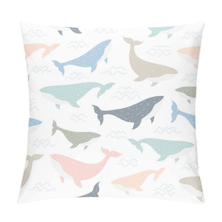 Personality  Whales Seamless Pattern. Cute Kids Wallpaper With Ocean Animals In Scandinavian Style. Vector Illustration. Pillow Covers