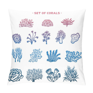 Personality  Set Of Vector Corals. Pillow Covers