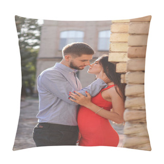 Personality  Beautiful Couple Of Man And Woman On The Background Of A Wonderful Architectural Solution. Romantic Theme With A Girl And A Guy. Spring, Summer Photo Relationship, Love, Valentine's Day Pillow Covers
