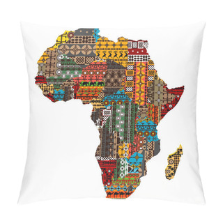 Personality  Africa Map With Countries Made Of Ethnic Textures Pillow Covers