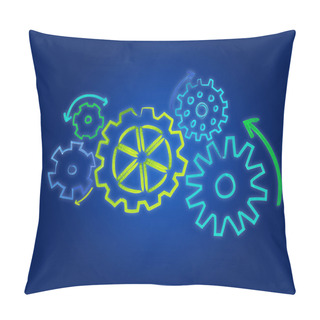 Personality  View Of Cogwheel Interface Setting Displayed On An Interface With Different Colors - Technology Concept Pillow Covers