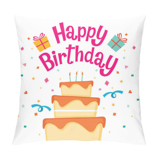 Personality  Cake With Happy Birthday Letter Pillow Covers