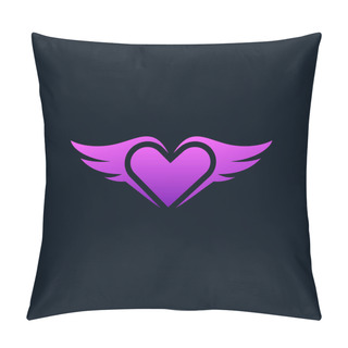 Personality  Wings Heart Vector, Wings Love Logo Design Pillow Covers