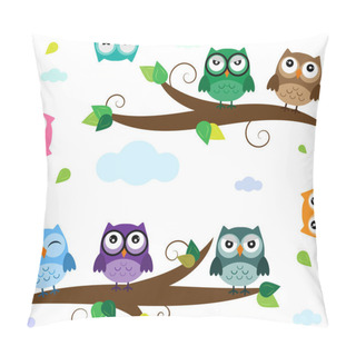 Personality  Set Of Owls.Vector Illustrations.  Pillow Covers