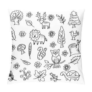 Personality  Cartoon Forest Animals Background. Pillow Covers