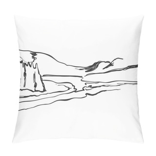 Personality Hand Drawn Landscape. Field, Tree And Hill. Pillow Covers