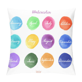 Personality  Handwritten Months Names On Watercolor Background Pillow Covers
