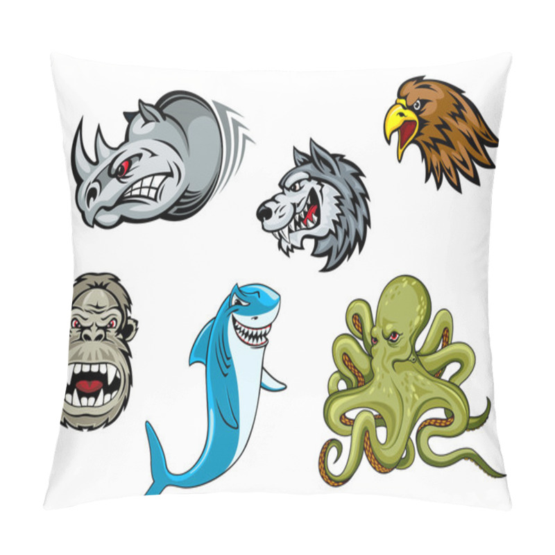 Personality  Cartoon Eagle, Wolf, Shark, Gorilla, Rhino And Octopus Pillow Covers