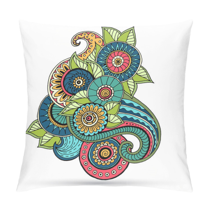 Personality  Floral Zentangle, Doodle Henna Paisley Mehndi Design Element. Pillow Covers