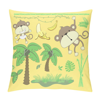 Personality  Jungle Cartoon Vector Design Elements Pillow Covers