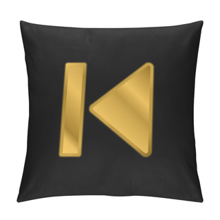 Personality  Beginning Media Button Arrow Gold Plated Metalic Icon Or Logo Vector Pillow Covers