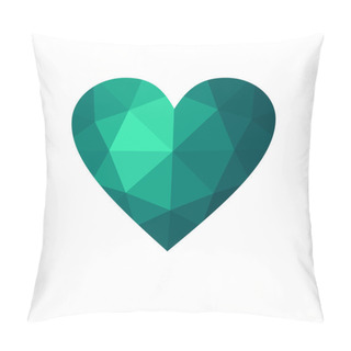 Personality  Green Heart Isolated On White Background. Pillow Covers