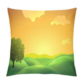 Personality  Landscape Background With Tree Silhouette Pillow Covers