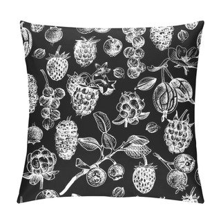 Personality  Seamless Pattern With Hand Drawn Berries Pillow Covers