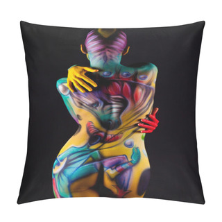 Personality  Portrait Of Nude Girl. Boadyart. Pillow Covers