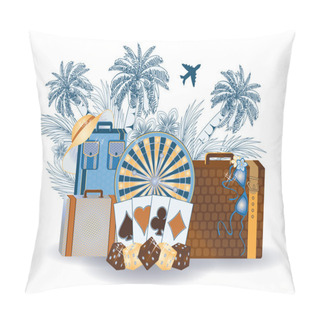 Personality  Casino Summer Tropical Background, Vector Illustration Pillow Covers