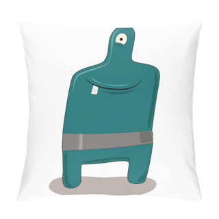 Personality  A Funny Green Monster Looks And Smiles, One Tooth Sticks Out In His Mouth. Children's Fantastic Monster. Pillow Covers