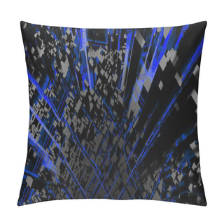 Personality  Abstract Black Blue Futuristic City Buildings Model  Pillow Covers