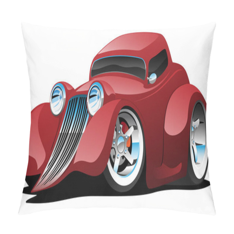 Personality  Red Hot Rod Restomod Coupe Vector Illustration Pillow Covers