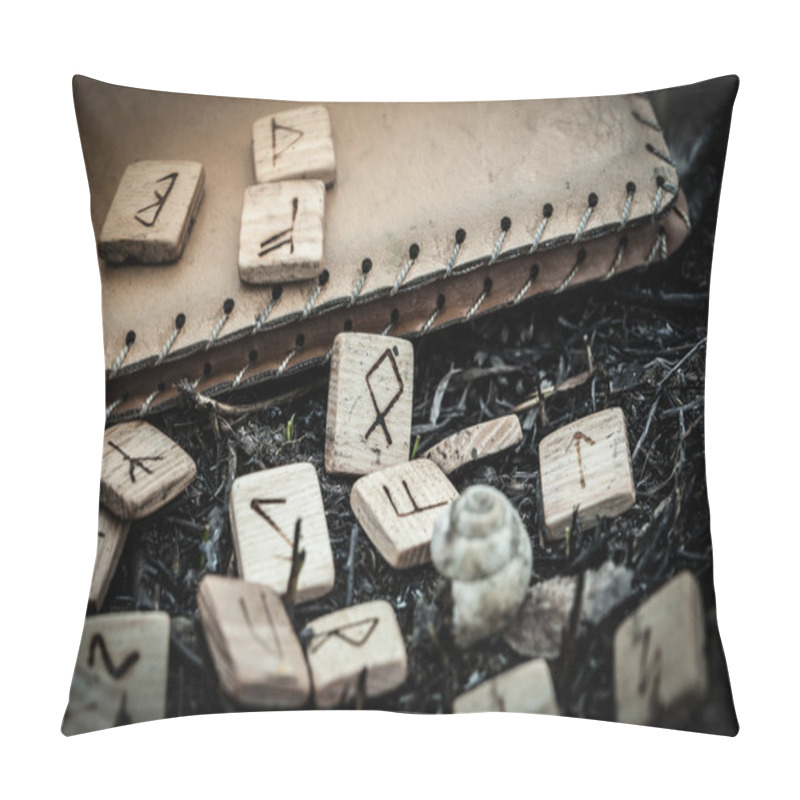 Personality  Wooden Runes On The Ground Pillow Covers