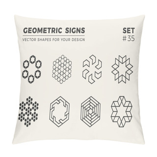 Personality  Set Of Eight Minimalistic Trendy Shapes. Stylish Vector Logo Emblems For Your Design. Simple Geometric Signs Collection. Pillow Covers