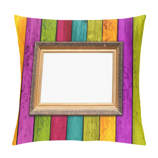 Personality  Blank Frame On Colorful Wood Background Pillow Covers