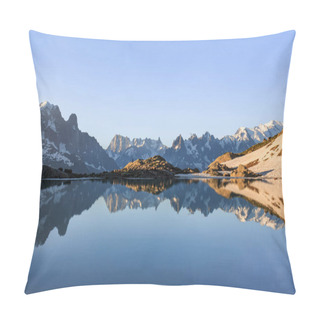 Personality  Mont Blanc Massif Reflected In Lac Blanc, Graian Alps, France Pillow Covers