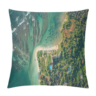 Personality  Aerial View Of Beautiful Seascape With Fishing Boats In The Coast Pillow Covers