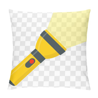 Personality  Flashlight Icon Flat Design Yellow Portable Torch Vector Icon Illustration On Transparent Background Pillow Covers