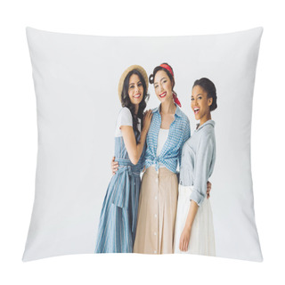 Personality  Multicultural Women In Retro Clothing Pillow Covers