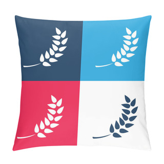 Personality  Branch With Leaves Blue And Red Four Color Minimal Icon Set Pillow Covers