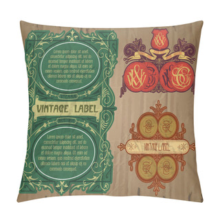 Personality  Vector Vintage Items: Label Art Nouveau Pillow Covers
