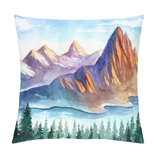 Personality  Watercolor Mountains Landscape Illustration Pillow Covers