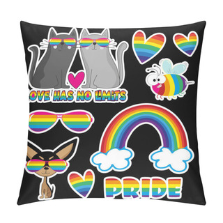 Personality  Lgbt Pride Month Funny Cartoon Sticer Set. Pillow Covers