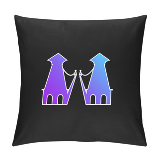 Personality  Antioquia Bridge Silhouette, Monument Of Colombia Country Blue Gradient Vector Icon Pillow Covers