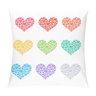 Personality  Set Of Heart Sign Symbols. Heart Of Many Hearts. Pillow Covers