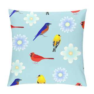 Personality  Seamless Texture With Birds And Flowers Pillow Covers