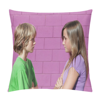 Personality  Sibling Rivalry, Brother And Sister Argueing Pillow Covers