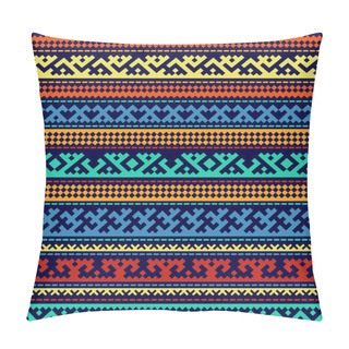 Personality  Seamless Pattern With Geometric Ethnic Ornaments Of Northern Nations. Vivid, Saturated Colors. Pattern Brushes Are Included In EPS File. Pillow Covers