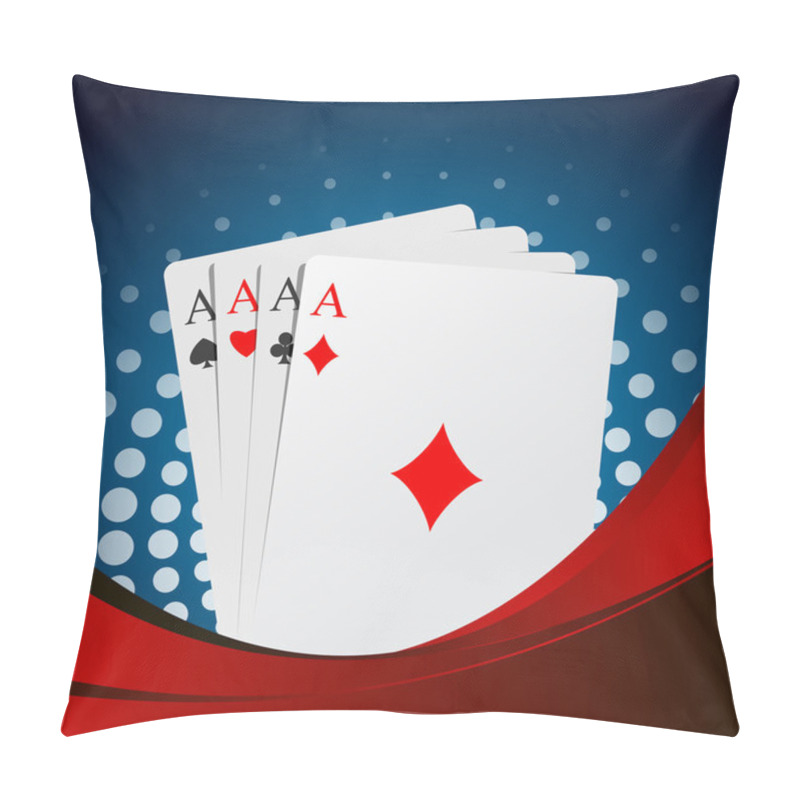 Personality  Four aces playing cards suits on blue and red pillow covers