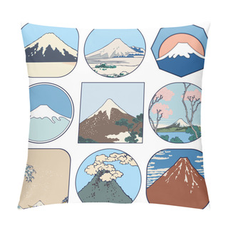 Personality  Set Of Picturesque Sketches Of Mount Fuji Pillow Covers