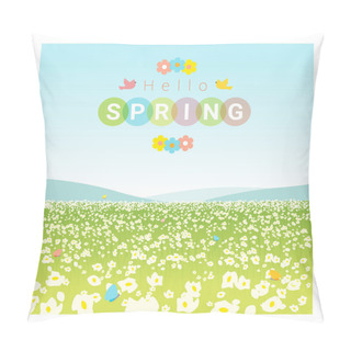 Personality  Hello Spring Landscape Background , Vector , Illustration Pillow Covers